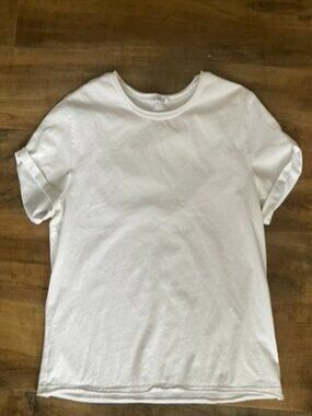 AEMI + CO White Basic Tee Womens Large Short Sleeve Casual Top